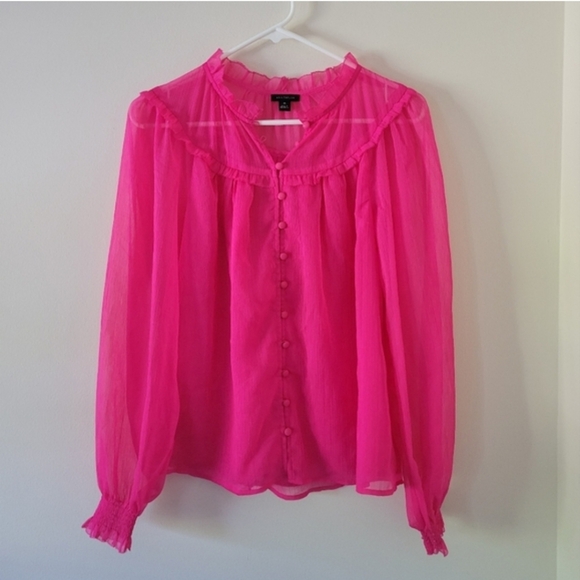 Ann Taylor Fuchsia Ruffled Blouse - Picture 3 of 10